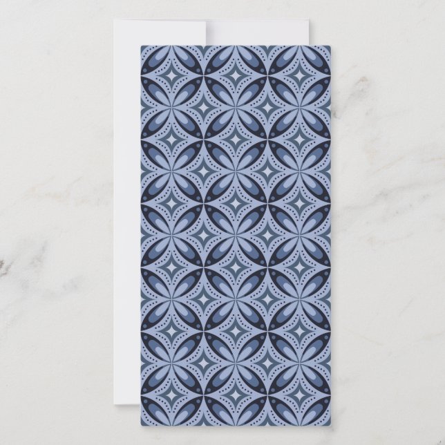 Blue Geometric Mönster Retro Stil Spara Datumet (Framsida)