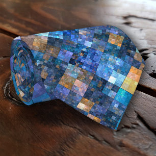 Blue Geometric Mosaic Mönster Tie Slips