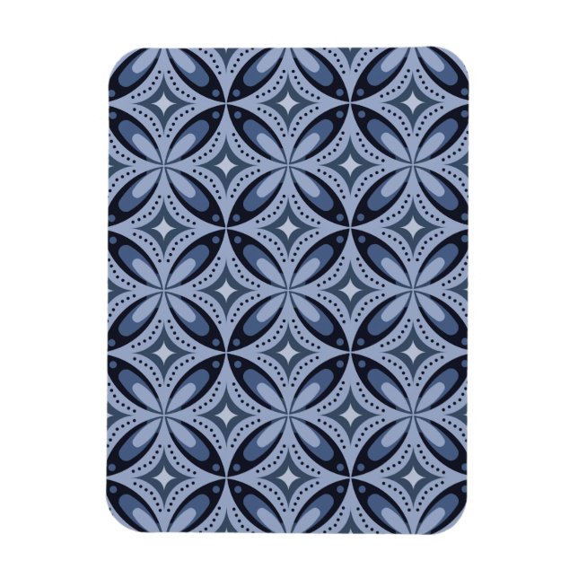 Blue Geometric Pattern Retro Style Magnet (Vertikal)