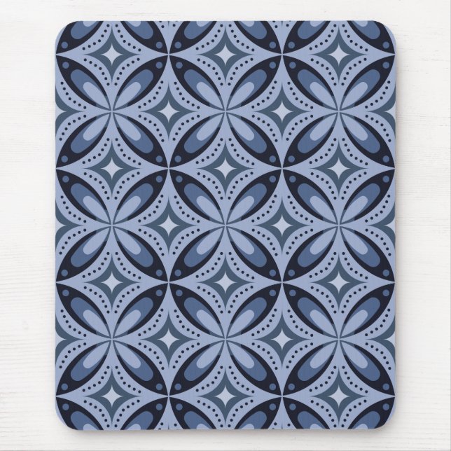 Blue Geometric Pattern Retro Style Musmatta (Framsidan)