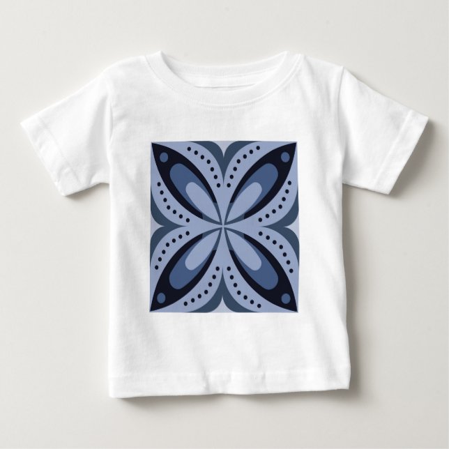 Blue Geometric Pattern Retro Style T Shirt (Framsida)