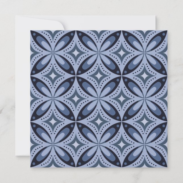 Blue Geometric Pattern Retro Style Tack Kort (Framsida)