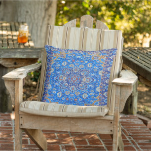 Blue Geometric Persian Turkisk kilim Patio Kudde