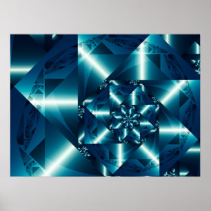 Blue Geometric Spiral Poster