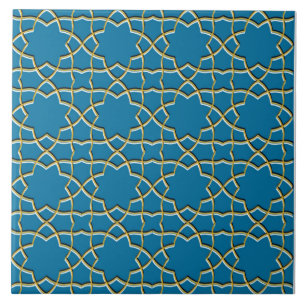 Blue Geometric Star Mönster Kakelplatta