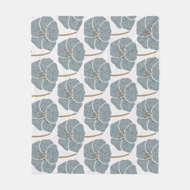 Blue Geranium Flowers Romantic Mönster. Fleecefilt (Framsidan)