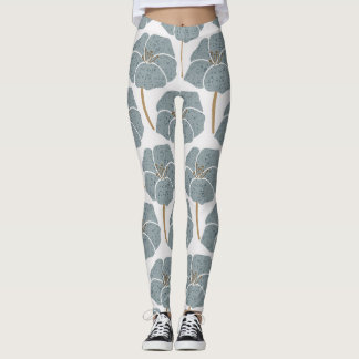 Blue Geranium Flowers Romantic Mönster. Leggings