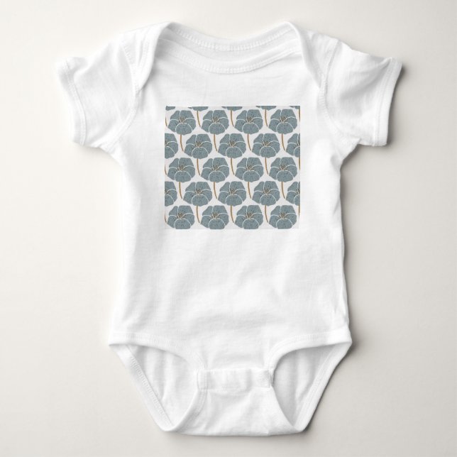 Blue Geranium Flowers Romantic Mönster. T Shirt (Framsida)