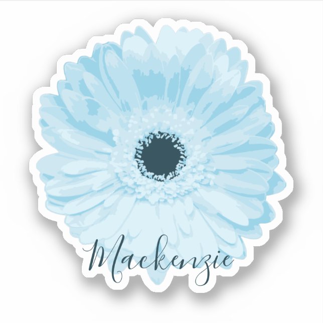 Blue Gerbera Daisy Flower Namn Klistermärken (Framsida)