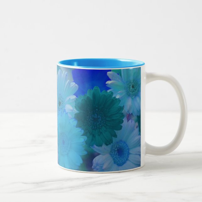 Blue Gerbera Daisy Flowers Photo Art Kaffe koppar (Höger)