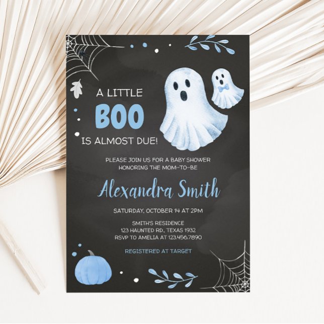 Blue Ghost Halloween Baby Shower Inbjudningar (Boy Blue Ghost Baby Shower Invitation)