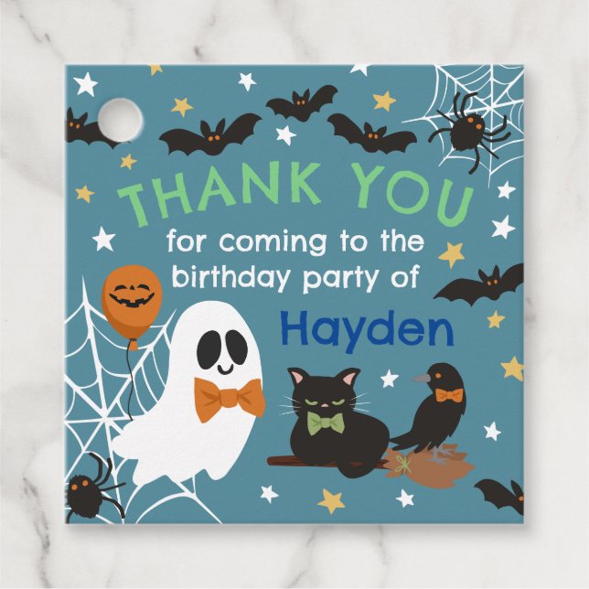 Blue Ghost Halloween Födelsedagsfest Tack Gåvor Etiketter (Framsida)