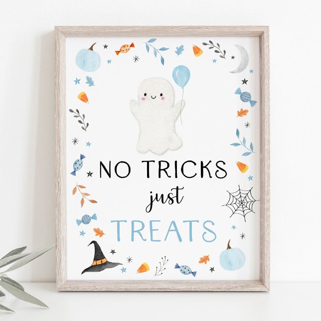 Blue Ghost Halloween No Tricks Only Treats Sign Poster (Skapare uppladdad)