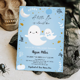 Blue Ghost Little Boo Halloween Baby Shower Inbjudningar