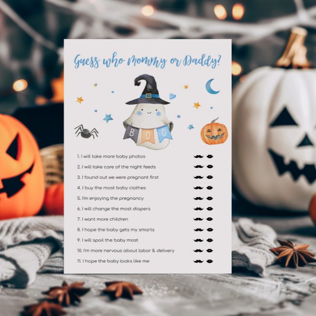 Blue Ghost LittleBoo Gissa vem Mamma eller pappa G (Little Boo Baby Shower Guess who Mommy or Daddy Game)