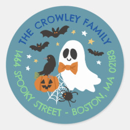 Blue Ghost Raven Halloween Family Returadress Runt Klistermärke