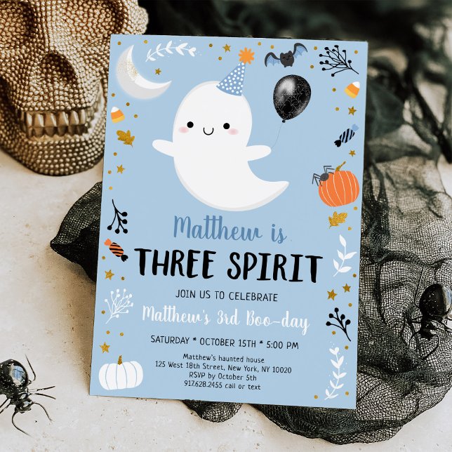 Blue Ghost Three Spirit Halloween Birthday Inbjudningar (Skapare uppladdad)