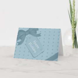 Blue Gift med Rosett band Kort