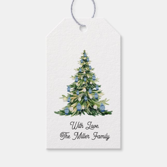 Blue Ginger Burk Julgran Presentetikett (Framsidan)