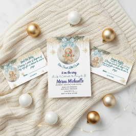 blue Gingerbread boy in Bauble Diaper raffle Tilläggskort