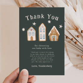 Blue Gingerbread House Holiday Baby Shower Tack Kort