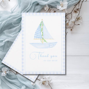 Blue Gingham A Little Skipper Modern Baby Shower Tack Kort