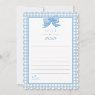 Blue Gingham Advice for Mamma Baby Shower Stationa Inbjudningar