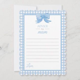 Blue Gingham Advice for Mamma Baby Shower Stationa Inbjudningar