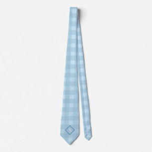 Blue Gingham Avslappnad Monogram Necktie Slips