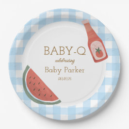 Blue Gingham Baby-Q Circular Plate