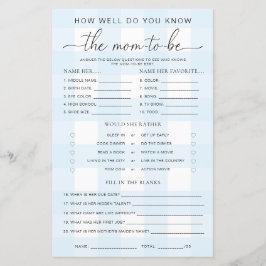 Blue Gingham Baby Shower känner Mamma till det kom