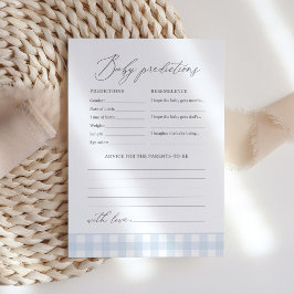 Blue Gingham Baby Shower Predictions and Advice Inbjudningar