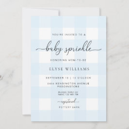 Blue Gingham Baby Sprinkle Inbjudningar