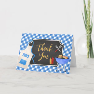 Blue Gingham BBQ Baby Shower Tack Kort