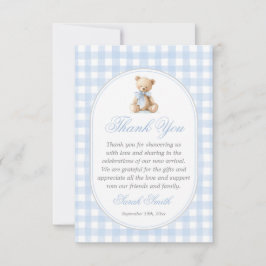 Blue Gingham Bear Grand millennial Tack Kort