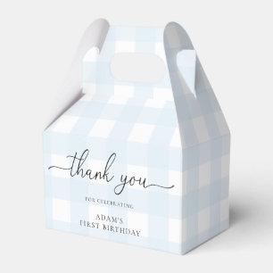 Blue Gingham Birthday Tack Favoritbox Presentaskar