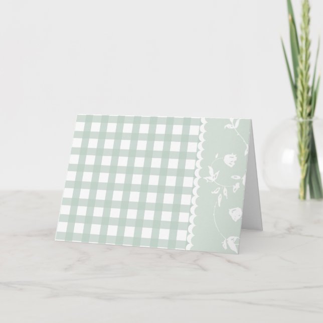 Blue Gingham Blommigt Mors dag Card Helgkort (Framsida)