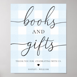 Blue Gingham Bokar och Gifts Poster