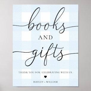 Blue Gingham Bokar och Gifts Poster