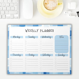 Blue Gingham Border, Undated Weekly Planner Anteckningsblock