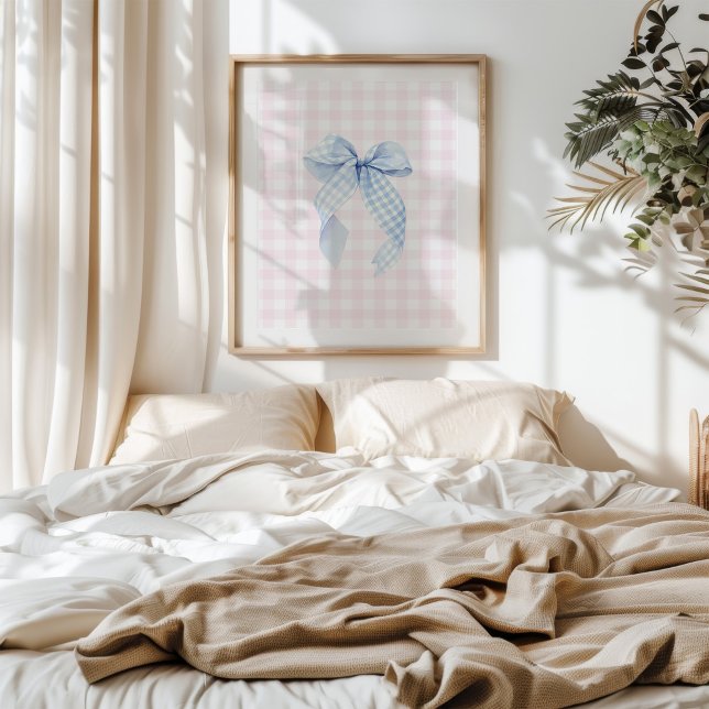 Blue Gingham Bow Wall Art Poster (Skapare uppladdad)