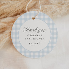 Blue Gingham Boy Baby Shower Gåvor Etiketter