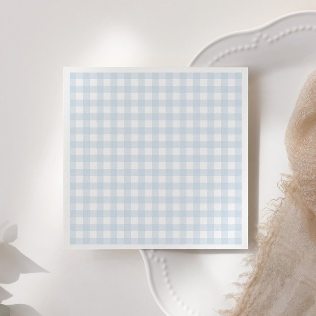 Blue Gingham Boy Baby Shower Pappersservett (Skapare uppladdad)