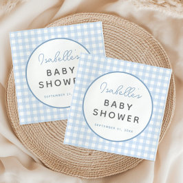 Blue Gingham Boy Baby Shower Pappersservett