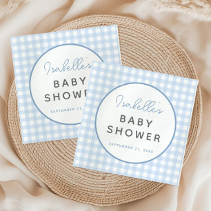 Blue Gingham Boy Baby Shower Pappersservett