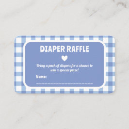 Blue Gingham Boy Shower Diaper Raffle Biljett Tilläggskort