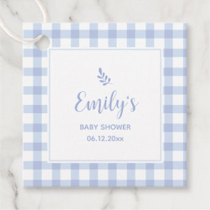 Blue Gingham Boy Shower Tack för att komma Gåvor Etiketter