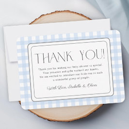 Blue Gingham Boy Shower Tack för ditt kort