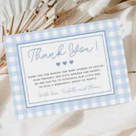 Blue Gingham Boy Shower Tack för ditt kort