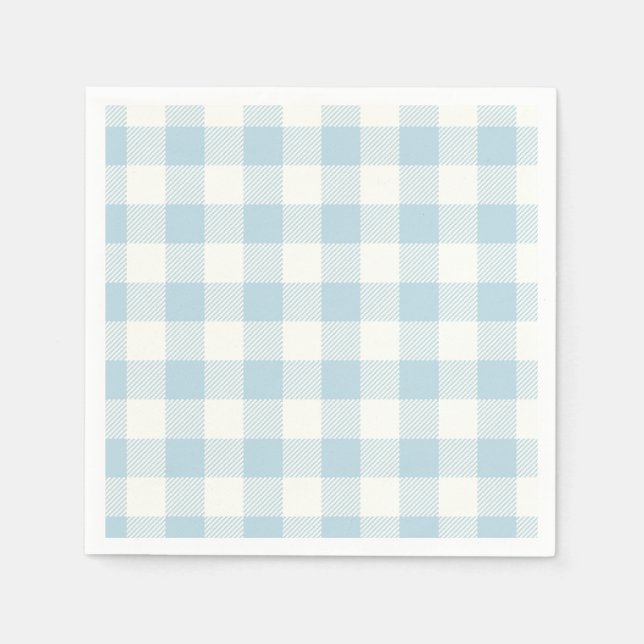 Blue Gingham Buffalo Check Baby Shower Pappersservett (Framsidan)
